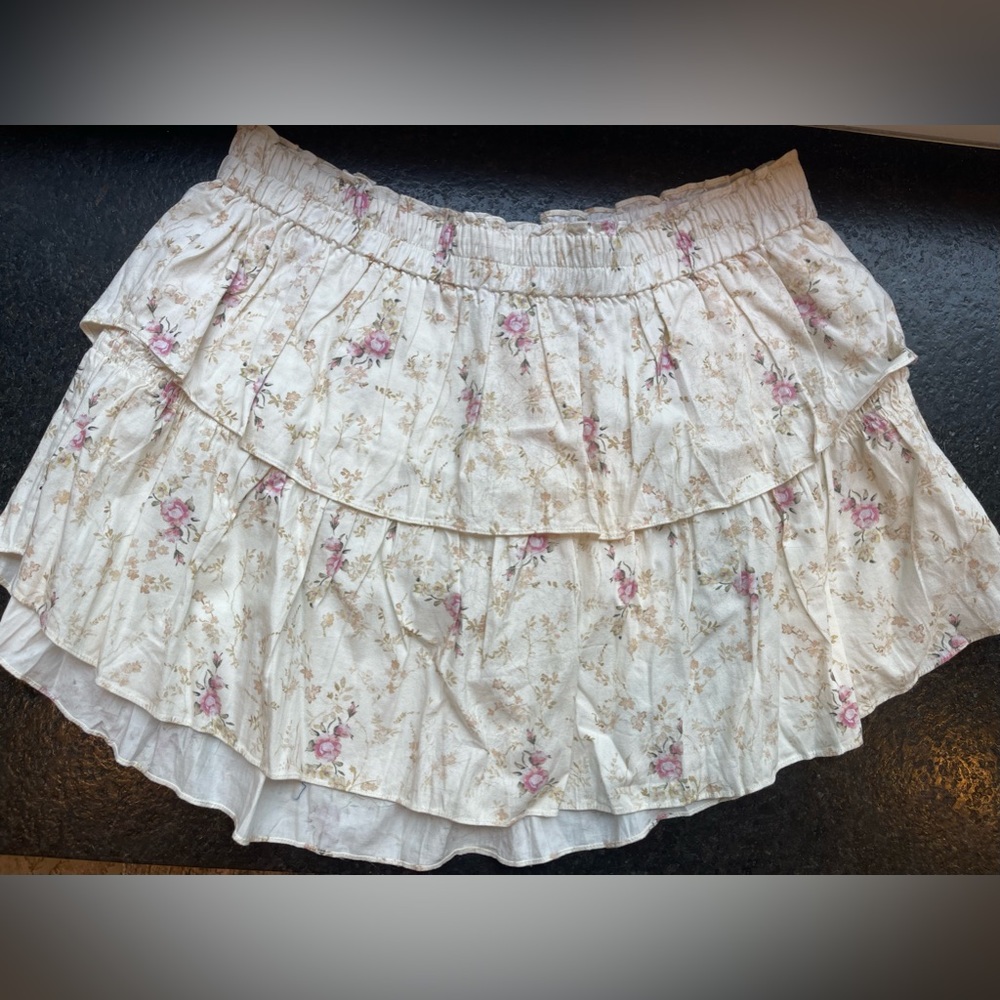 LoveShackFancy Ruffle Mini Skirt Pink Parasail BNWT Size XL